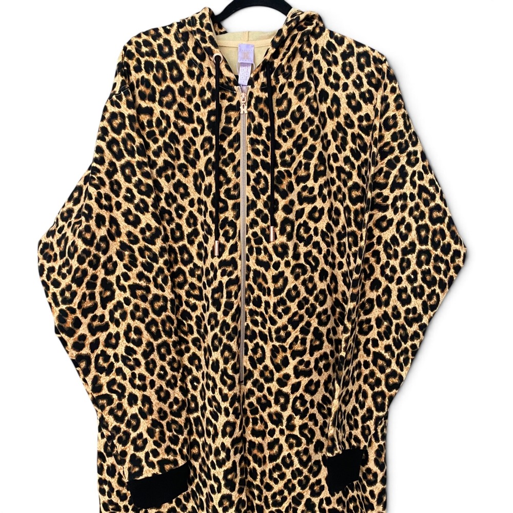 Savage X Fenty Forever Savage Hooded Jumpsuit Women XL Leopard Print NWT - Picture 2 of 13